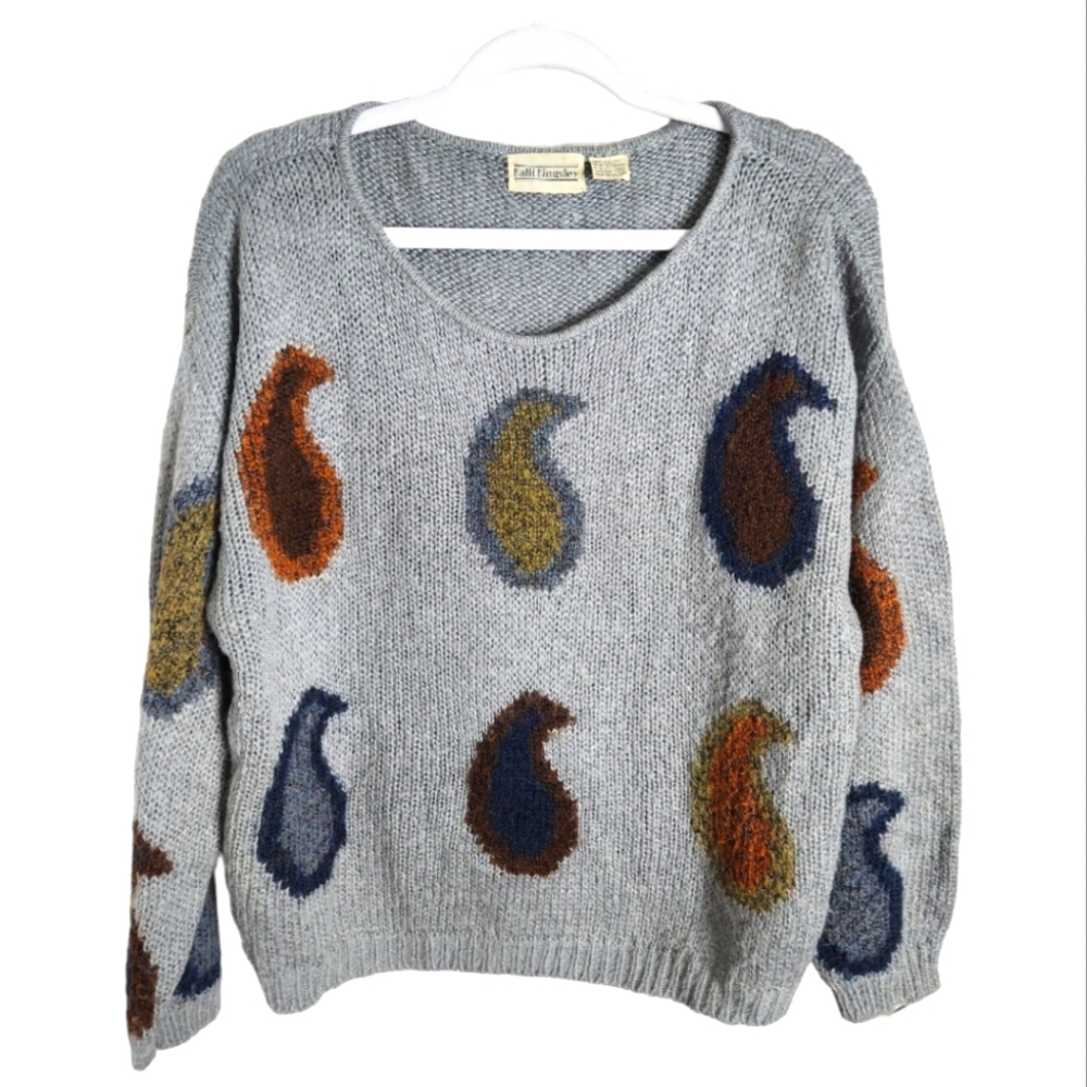 Vintage Kelli Kingsley wool and acrylic giant paisley print sweater